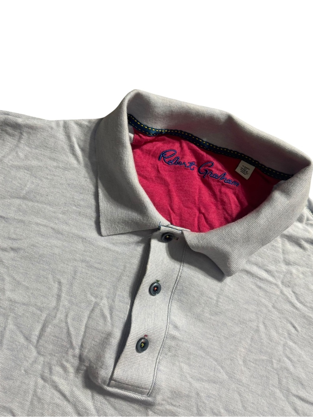 Robert Graham Men's 2XL Light Gray Short Sleeve Polo Shirt Classic Fit